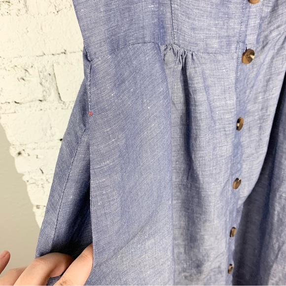 Joules Abby Blue Linen Midi Button Up Sleeveless Sundress 12 - Picture 5 of 9